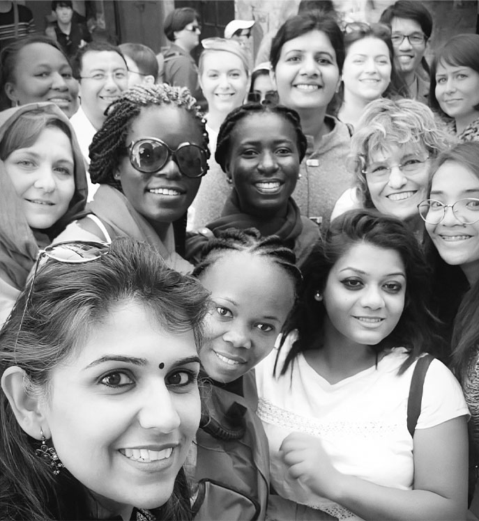 Diverse group of smiling people